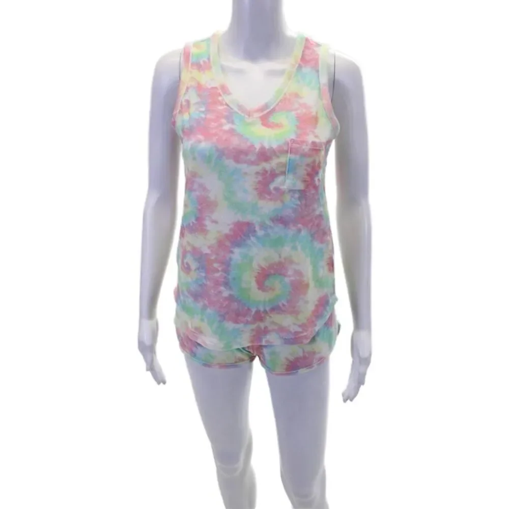 Emerson Road Womens Tie Dye Sleepwear Top + Shorts Set Multicolor Size XS